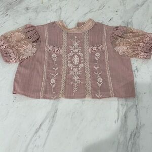 Loveshackfancy fancy lace top blush color